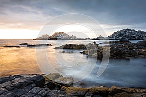 Sunset over the rocky sea of Ã¢â¬â¹Ã¢â¬â¹Caldera photo